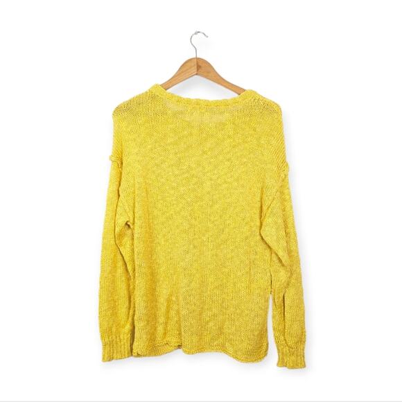 Kori America Yellow Open Knit Lightweight Long Sleeve Sweater Size S - Picture 2 of 7